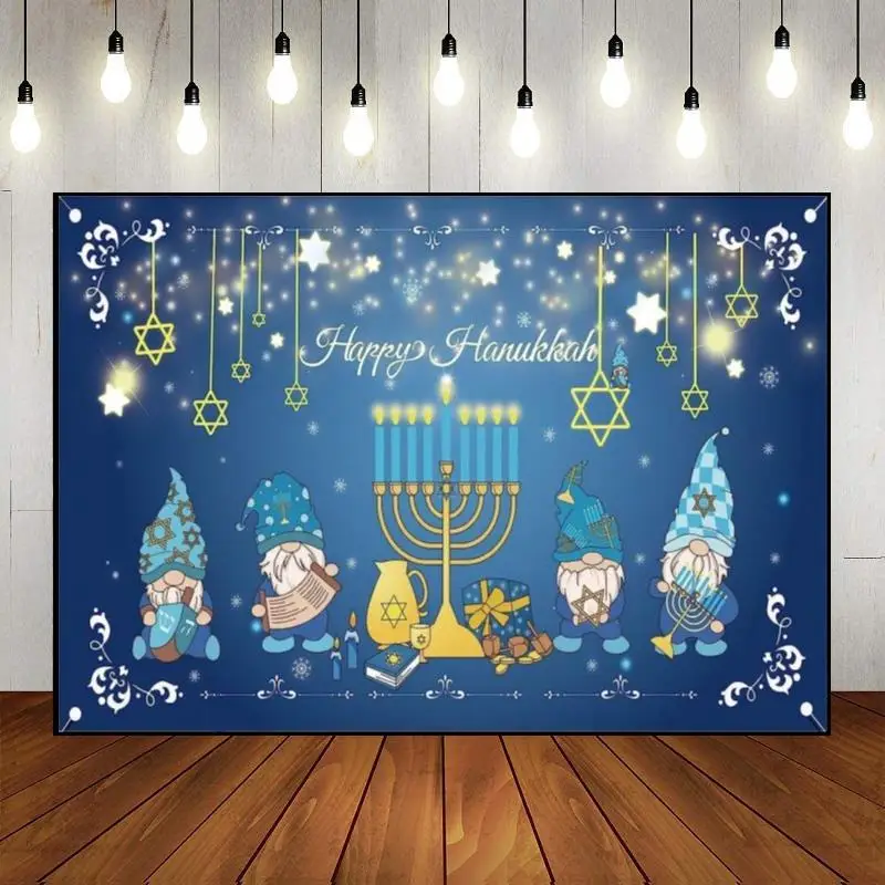 Happy Hanukkah Birthday Decoration Background Photography Backdrops Magic Custom Backdrop Lantern Baby Shower Party Photo Studio