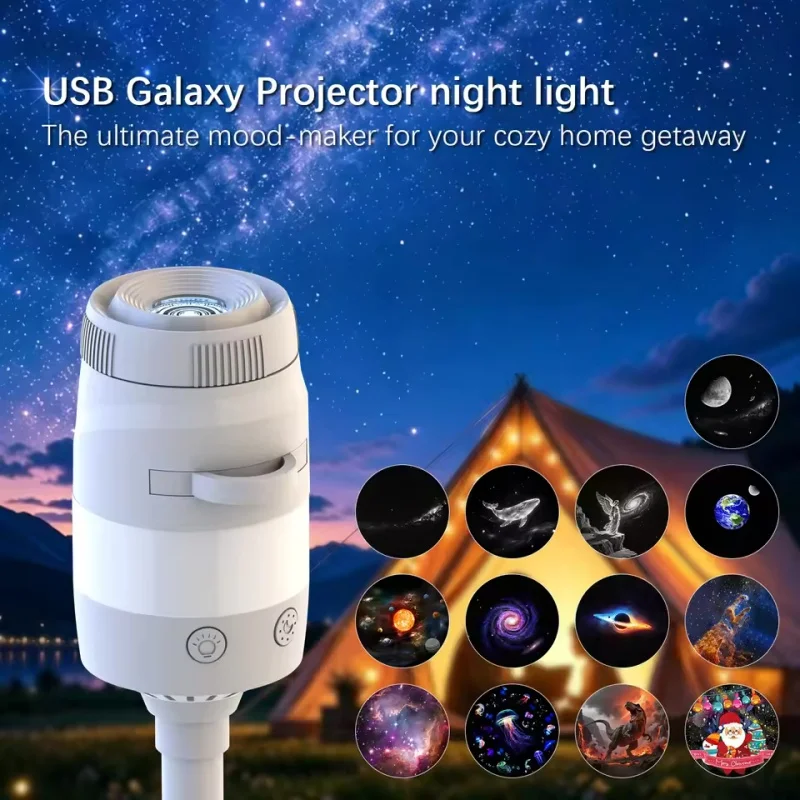usb星空プロジェクターランプ-シーンギャラクシーナイトライト-360-°-調節可能なグースネック雰囲気ライト、寝室の装飾、ギフトに最適