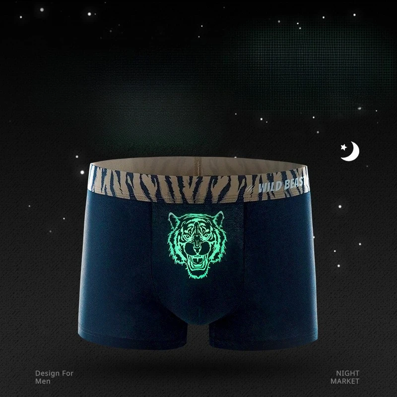 1/3Pcs Luminous Pure Cotton Jockmail Underwear Men Breathable Boxers Large Size Medium Waist Four Corners Comfortable Boys Pants
