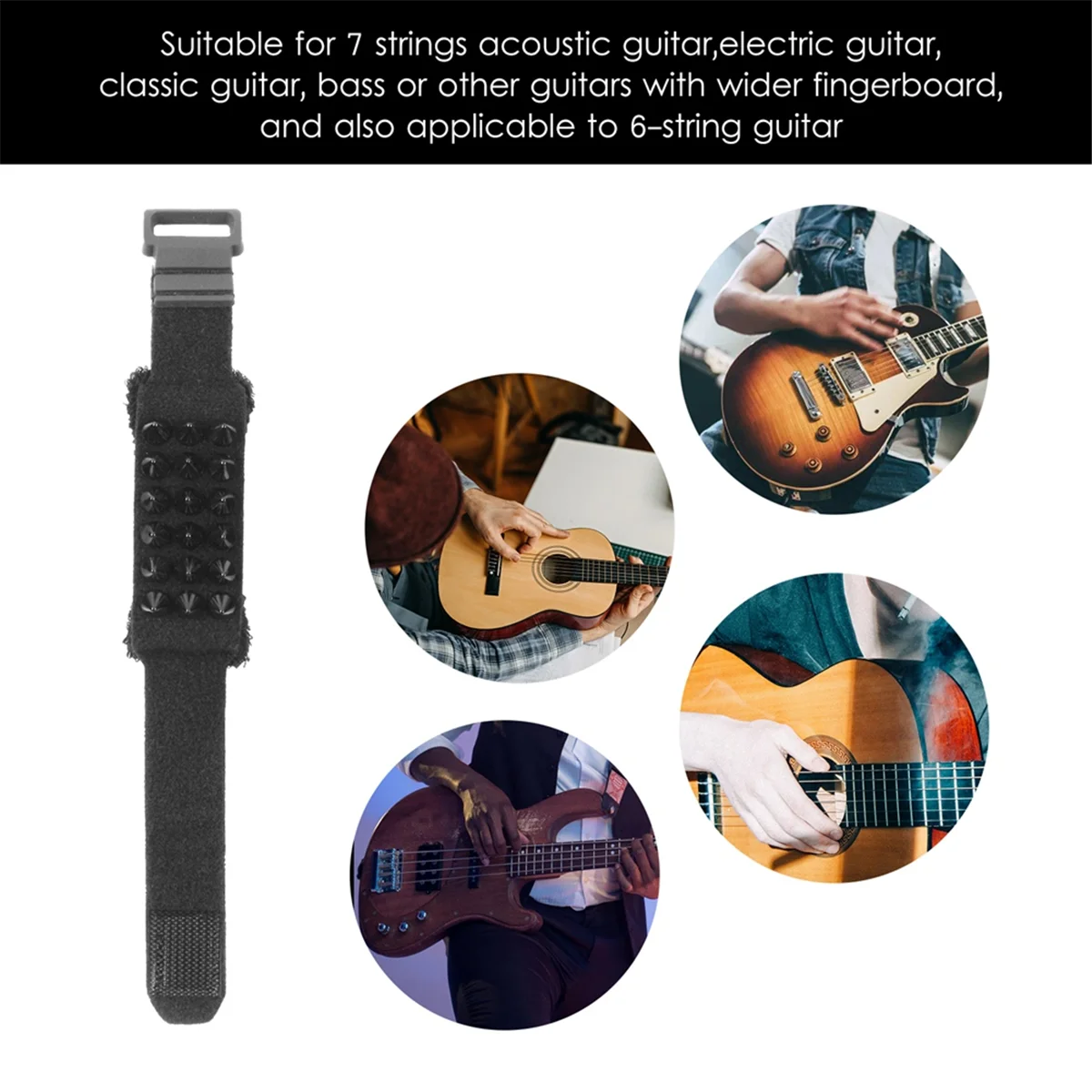 ABXHH Guitar String Mute Strap Guitar Fretboard Muting Wrap Punk Style String Dampener String Muter for 7-String Guitar Bass,B
