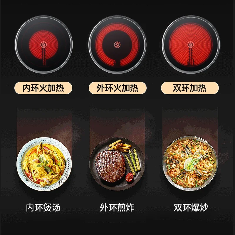 Fornello a induzione ad alta potenza, doppio fornello, stufa elettrica incorporata in ceramica, stufa elettrica concava incorporata a doppia testa