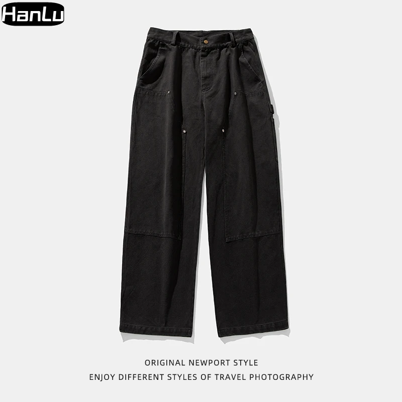 Men's Autumn and Winter New Street Made Old Washed American Pants Casual Men's Fashion Jogging Pants Riveted Designer Pants