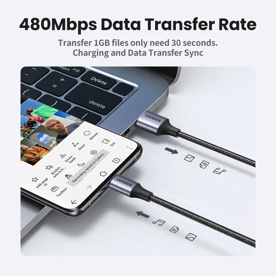[2 حزمة] كابل UGREEN 3A USB Type C لجهاز Xiaomi وSamsung S25 وS24 شحن سريع كابل بيانات USB 18 واط لجهاز iPhone 17 و16 وiPad وPoco USB C - 6
