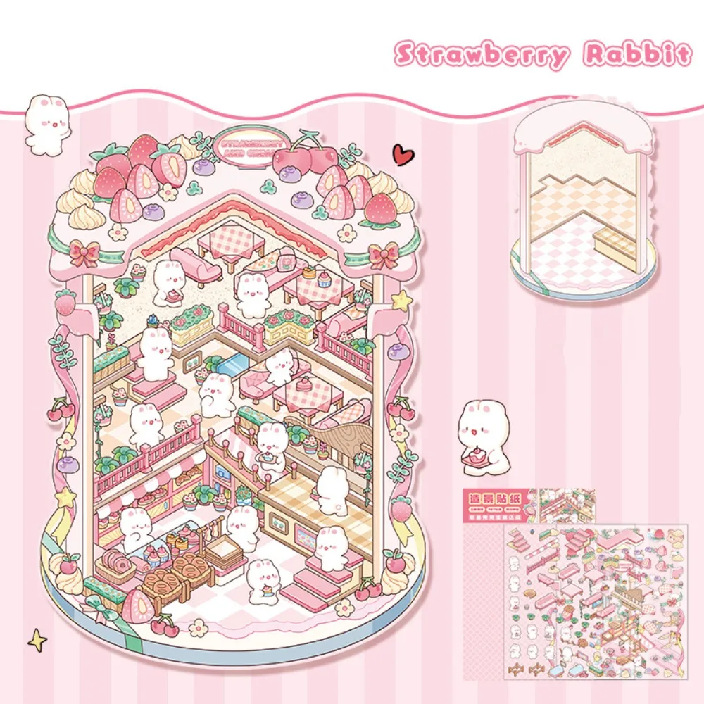 Multi Style Miniature Scene 3D Stickers Decorative Butter Bear Landscaping Stickers Three-dimensional DIY Hand Account Stickers