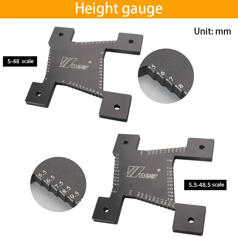 

2 шт. 5-48,5 мм Высокоточный Измеритель высоты по дереву для фрезерного стола, пилы, электрическая циркулярная пила, измерительный инструмент из алюминиевого сплава