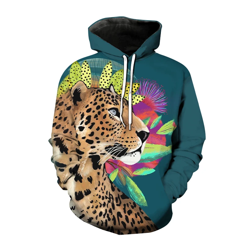 Animal Hoodies Leopard Tiger Zebra 3D Printed Women Streetwear Hoodie Oversized Pullovers Hooded Sweatshirts Kids Tops Clothing