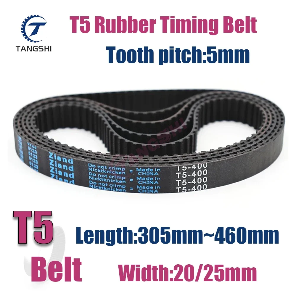 T5 Timing Belt Width20/25mm Length 305 310 315 320 325 330 335 340 345~405 410 415 420 425 430 435 440 445 450 455 460mm T5 Belt