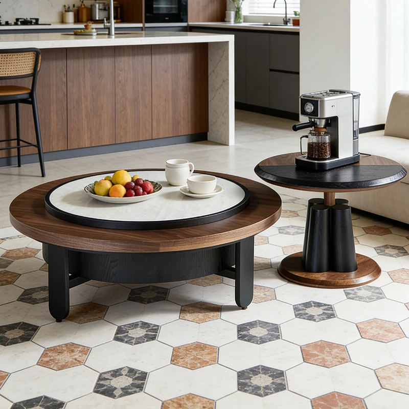 &c Two-Tone Sintered Stone Coffee Table Set Designer Creative Indoor Outdoor Modern Low Table Furniture