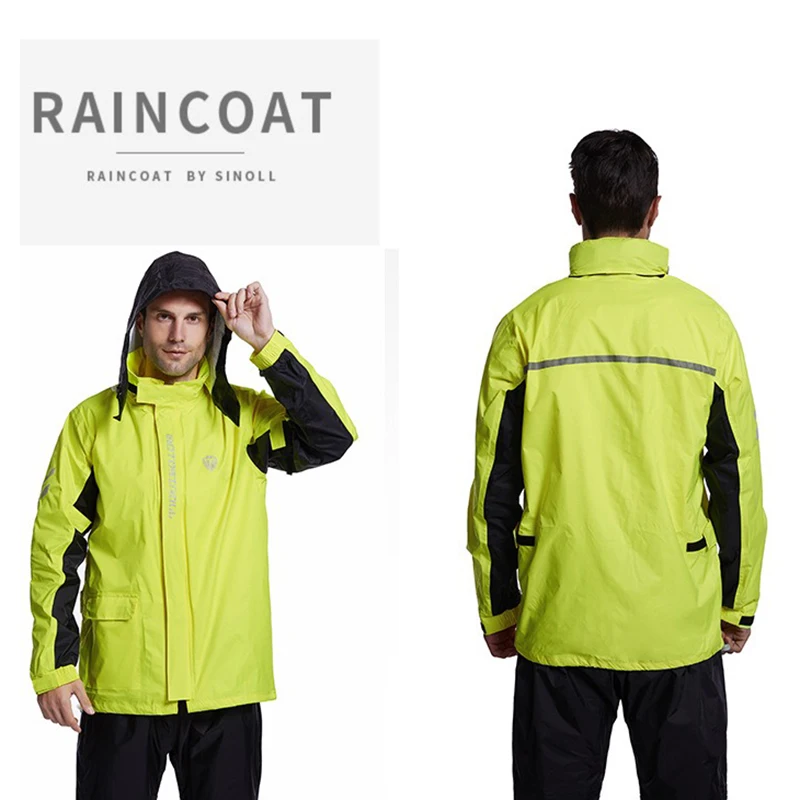 Reflective Motorcycle Raincoat Men Split Waterproof Poncho Rain Coat Thin Breathable Outdoor Cycling Fishing Camping Rain Jacket