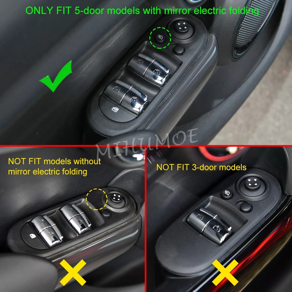 For Mini Cooper Hatch 5-Door F55 2015-2021 Carbon Fiber Interior Window Switch Control Panel Cover Trims LHD