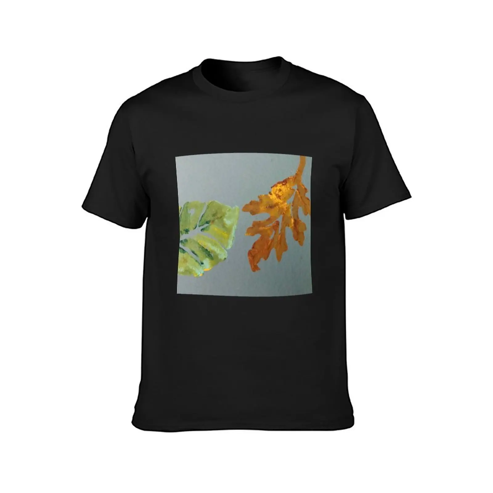 Spring leaf meets autumn leaf, acrylic painting, Thanksgiving T-Shirt oversized anime clothes big and tall t shirts for men