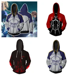Game FGO Fate Stay Night Hoodies Saber Sweatshirt Shirou Emiya Cosplay Jacket Archer Hooded Zipper Streetwear Clothes Hoody Coat