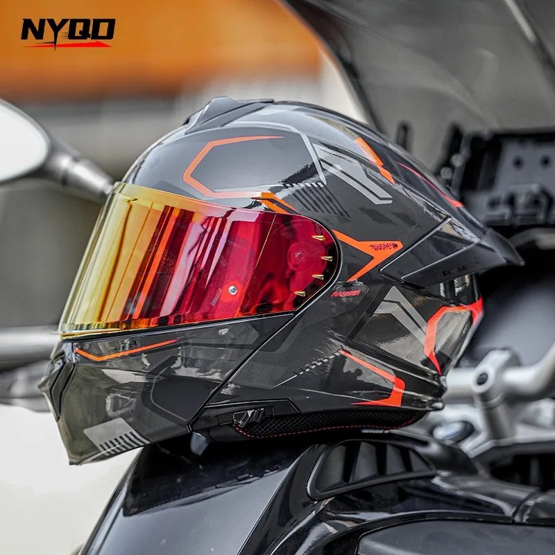 

RYMIC Motorcycle Flip up Helmet W Double Lens Capacete Motocross DOT ECE Certification Casco Racing Anti-Glare 헬맷
