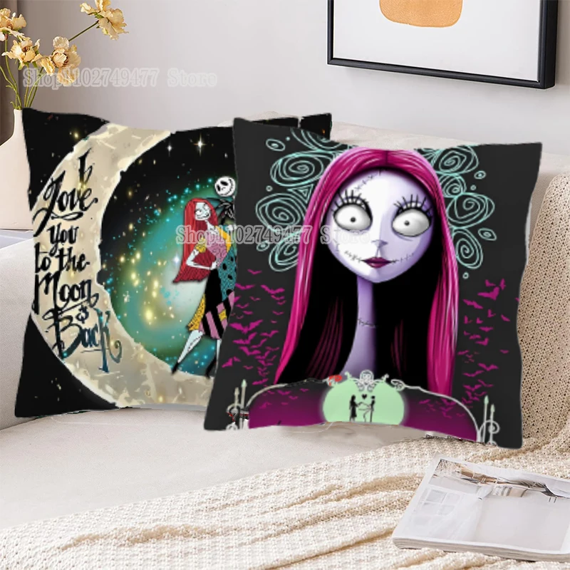 Disney The Nightmare Before Christmas Square Pillowcase Cartoon Jack Skellington Print Pillow Sofa Bed Car Decoration Pillow