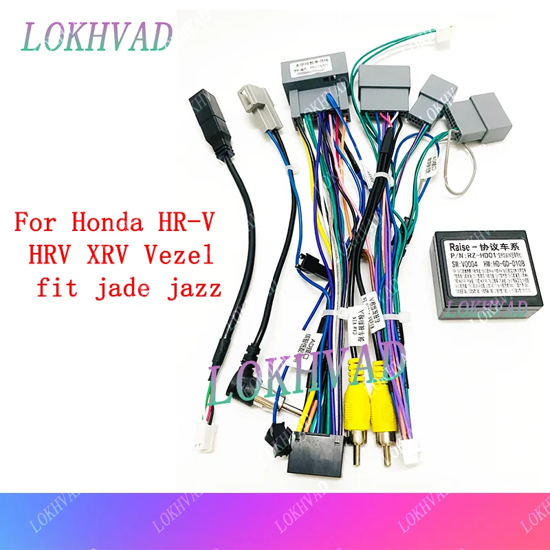 Android Car Radio Canbus Box Decoder for Honda HR-V HRV XRV Vezel Fit Jade Jazz 16 Pin Wiring Harness Plug Power Cable