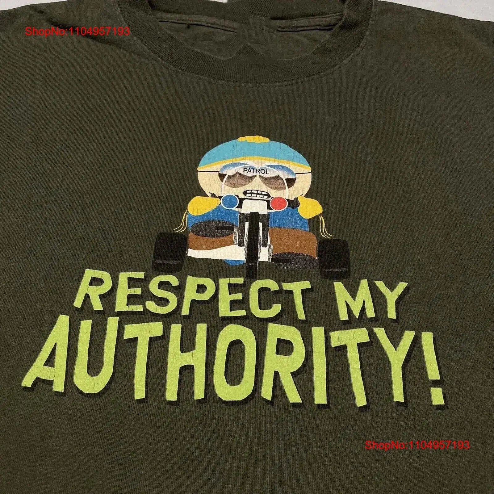 Cartman Respect My Authority Cotton Classic S 4XL T shirt VN2228 vintage Washed Casual Soft Unisex designer clothes Comfortable