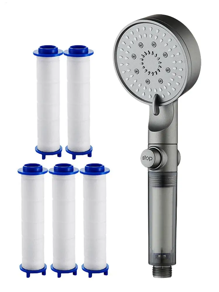 Bathroom Filtered Shower Head Rain Shower Head Filtered 5 Modes Silicone Nozzles Faucet Sprayer For Home Apartment RV Camping