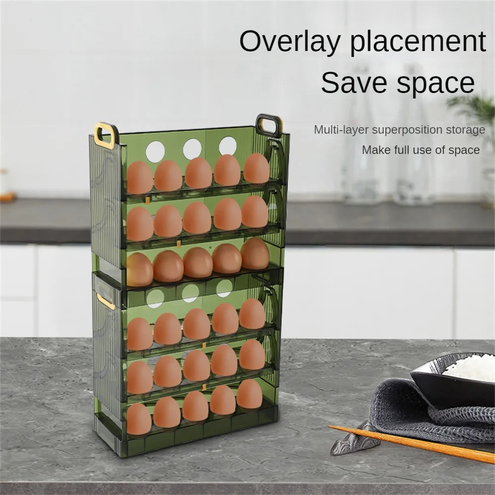 Refrigerator Side Door Storage Rack Refrigerator Side Door Storage Preserved Egg Box Two Layer Transparent Green Egg Box