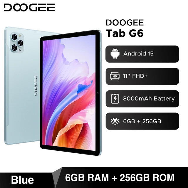 DOOGEE Tab G6 2 IN 1 Tablet Android 15 Dual Speakers 11'' Screen
