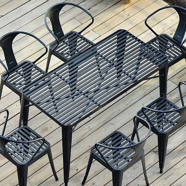 

Iron Art Park Outdoor Open-air Coffee Table and Chair Combination Villa Courtyard Balcony Long Table and Chair Outdoor Leisure T