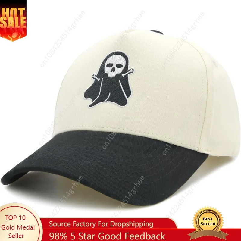 

Embroidered Ghost Trucker Hat, Adjustable Horror Spooky Halloween Baseball Cap for Men & Women