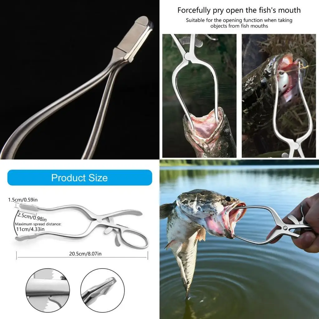 Stainless Steel Fishing Hook Remover Fish Mouth Opener Fishing Grip Tool With Wide Opening For Efficient Fish Handling