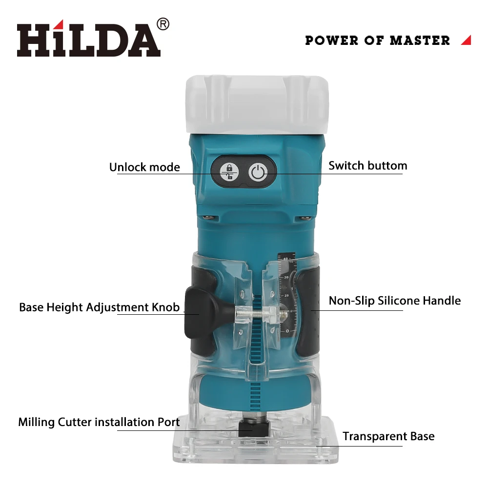 HILDA Electric Trimming Woodworking Trimming Machine Brushless Multifunctional Trimming Machine Suitable for Makita 18V Battery