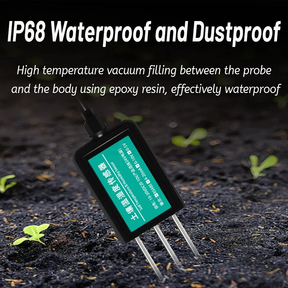 IP68 Protection Soil Temperature Humidity Sensor Probe RS485 Output 0-5V 0-10V 4-20mA Analog Soil Moisture Detector Sensors