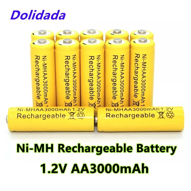 100% Original 1.2V 3000mAh NI MH AA Pre-Charged Rechargeable Batteries NI-MH Rechargeable AA Battery for Toys Camera Microphone