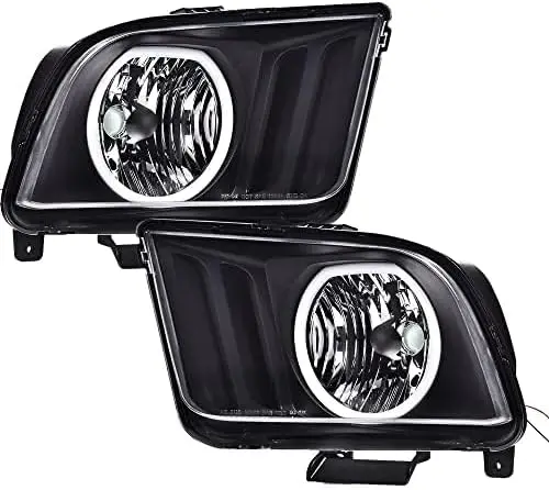 

Светодиодные фары, совместимые с фарами Ford Mustang 2005-2009 годов со стороны водителя и пассажира, черный корпус с прозрачными линзами