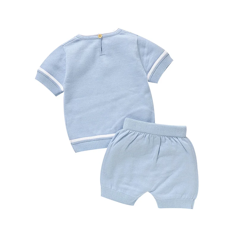 Summer Baby Short Sleeve Clothes Sets Casual Outerwear Newborn Boys Tee Shirts+Shorts Outfits Toddler Infant Knitted Sport Suits