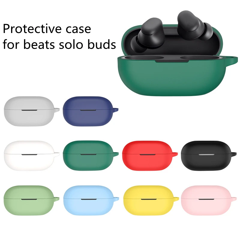 

For Beats Solo Buds Silicone Case Cover Dustproof Earbuds Protective Cover Drop-Proof Earphone Charger Case With Keychain