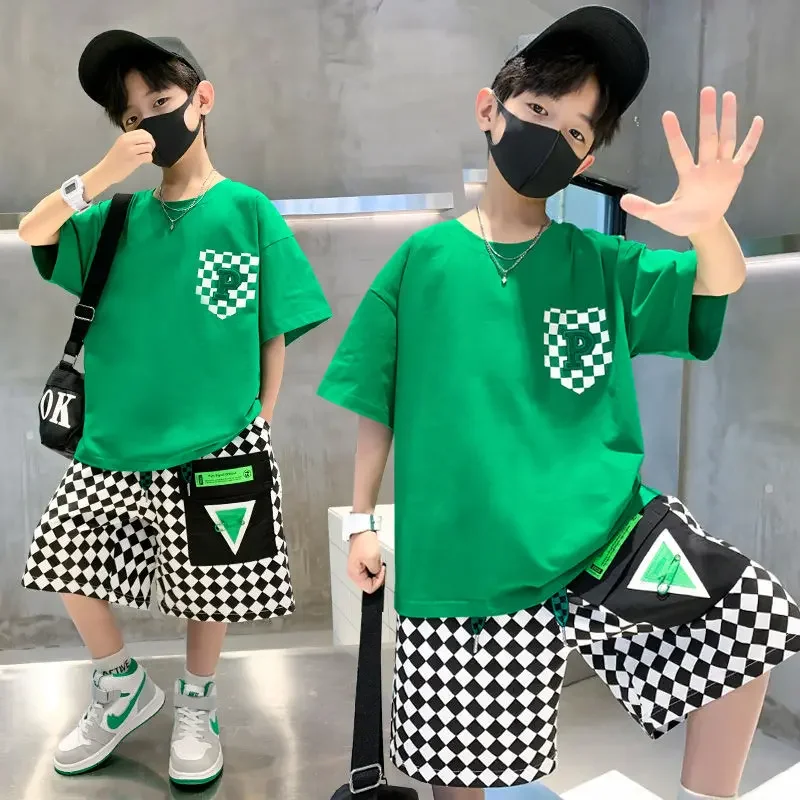 

2024 Fashion Baby Boy's Suit Cotton Summer Casual Clothes Set Top Shorts 2PCS Clothing for Boys Kids Clothes 4-14 years