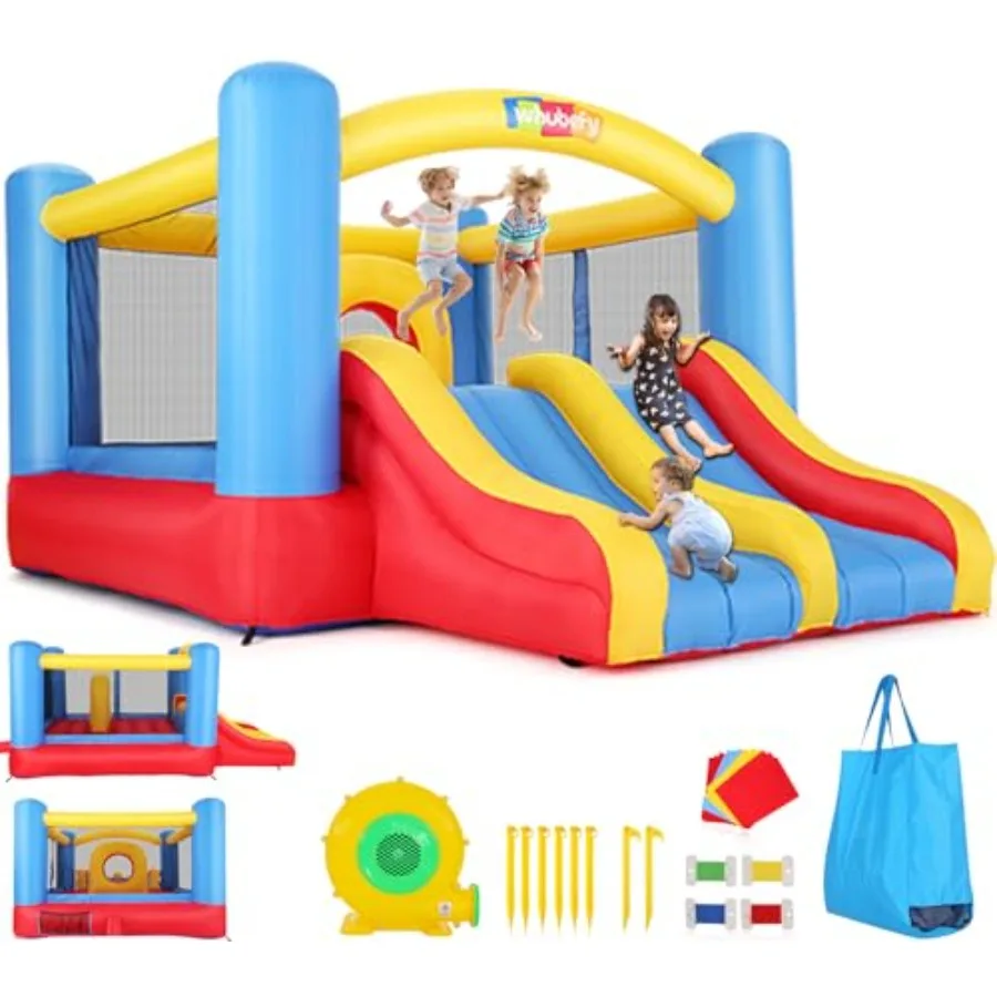 Bounce House, Inflatable Bounce House for Kids 3-12, Indoor/Outdoor Double Slide Obstacle Bouncer with Blower, 12 x 9FT