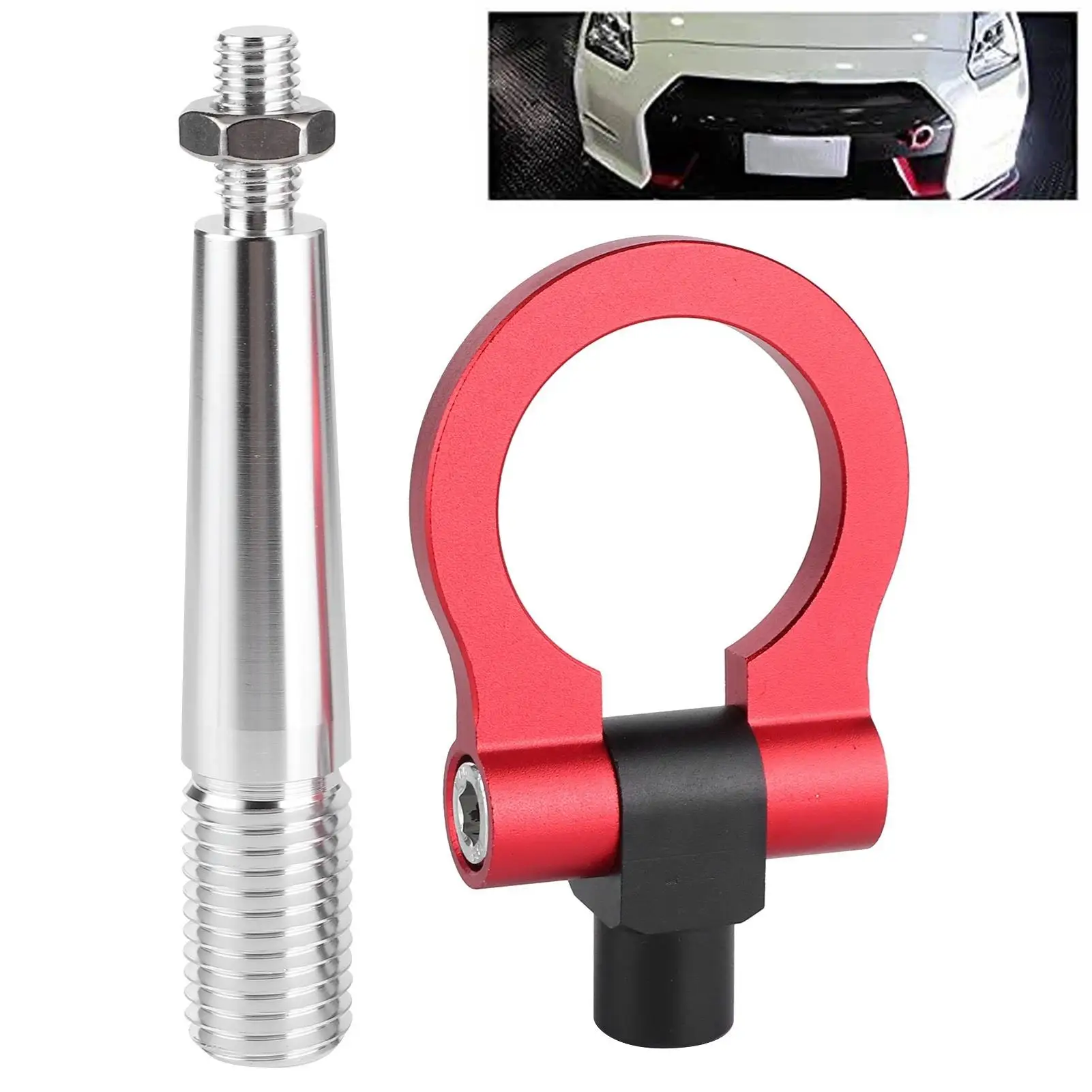 Red Screw-On Tow Hook for jdm Cars | Front Bumper Racing Tow Hook - Compatible with for infiniti