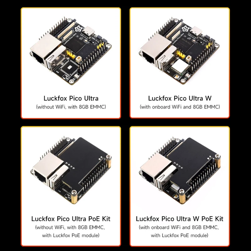 Luckfox Pico Ultra RV1106 Linux Micro Development Board Integrates ARM Cortex-A7/RISC-V MCU/NPU/ISP Processors WiFi PoE Optional