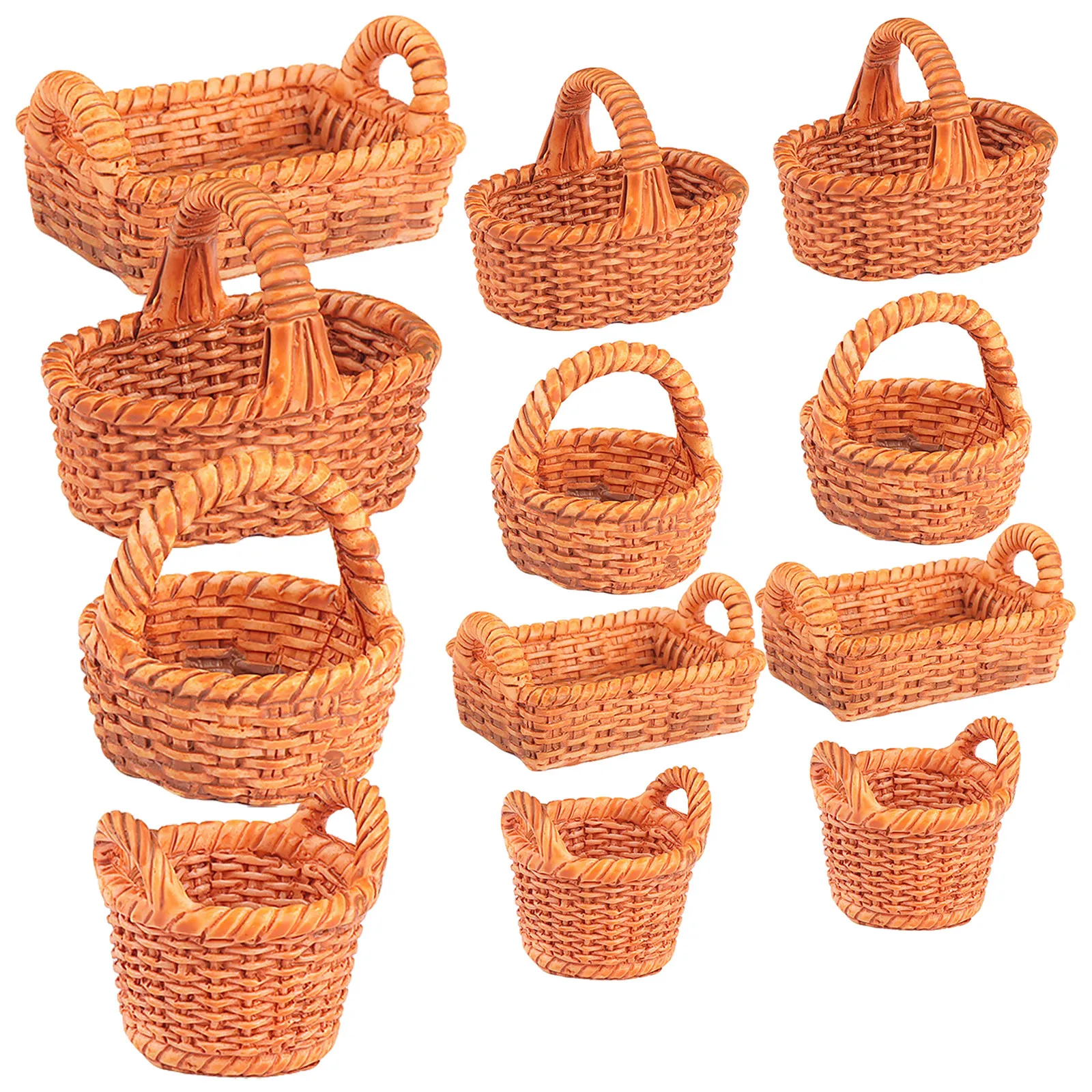 20Pcs Miniature Woven Basket Set Imitation Rattan Handcrafted Mini Baskets for Dollhouse Decor Mini Craft Display Holder