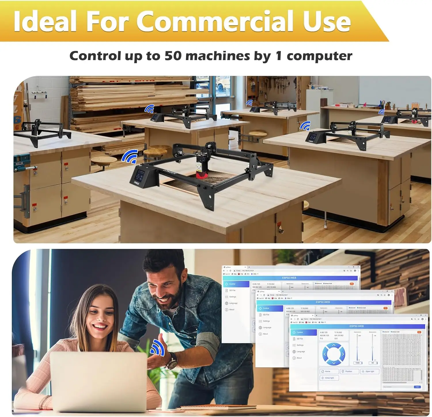 Official Longer RAY5 5W Laser Engraving and Cutting Machine,  3.5 inch Touch Screen, Support Offline Engraving and APP Control