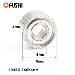 Miniature Bearings 693ZZ 10Pieces 3*8*4(mm) Metal Sealed chrome steel parts Bearings Transmission accessories MR148ZZ MR126ZZ