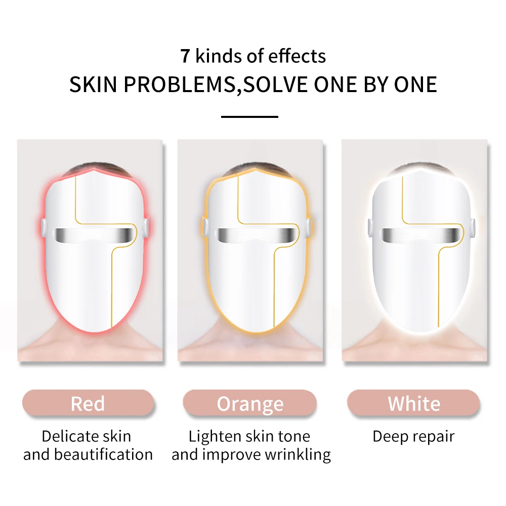 Rejuvenescimento facial portátil da pele 7 colorido Home LED Face Beauty Masker