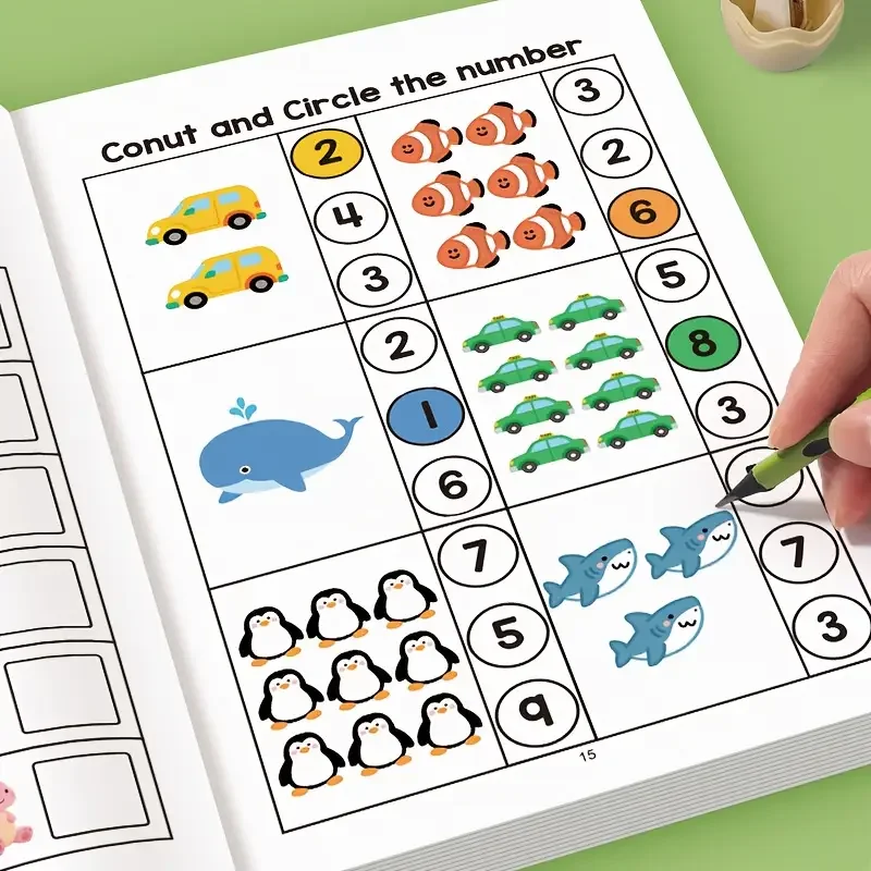 مصنف تعبئة أرقام مكون من 64 صفحة للأطفال الصغار - كتاب ممارسة المنطق والرياضيات للأطفال من سن 3 إلى 8 سنوات