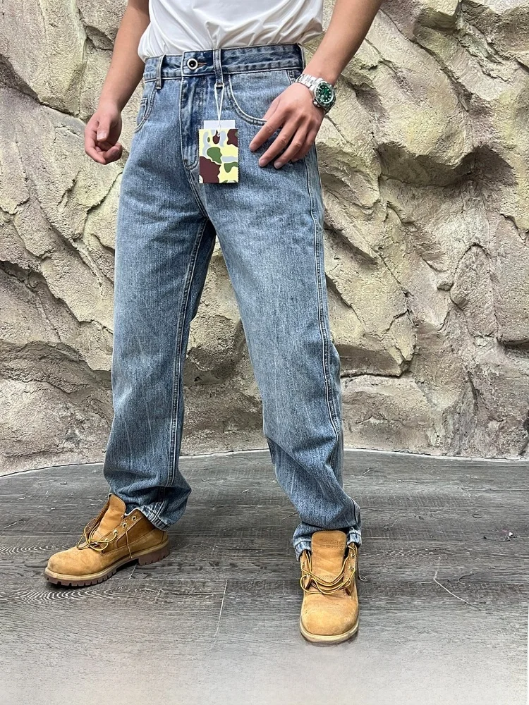 

Spring 2026 High Precision Cotton Men's Loose Straight Leg Jeans Vintage Washed American Style Youth Comfortable Breathable