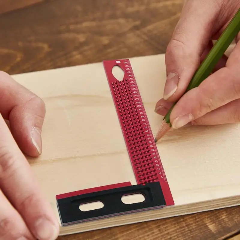 Woodworking Ruler Hole Positioning Scribing Ruler Rust-Proof Aluminum Alloy Woodworking Accessory 90 Degree Ruler For Machinist