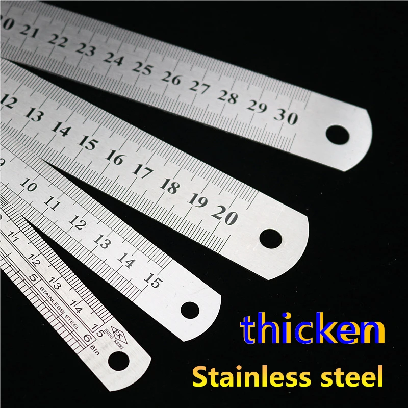 Double Side Scale Stainless Steel Metal Straight Ruler Measuring Tools Precision Measuring Tool for Students Painting Stationery