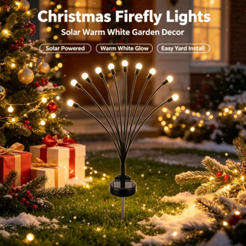 Solar Candy Cane Lights, Waterproof Warm White LED Christmas Garden Stake Lights for Yard Lawn Holiday Decor