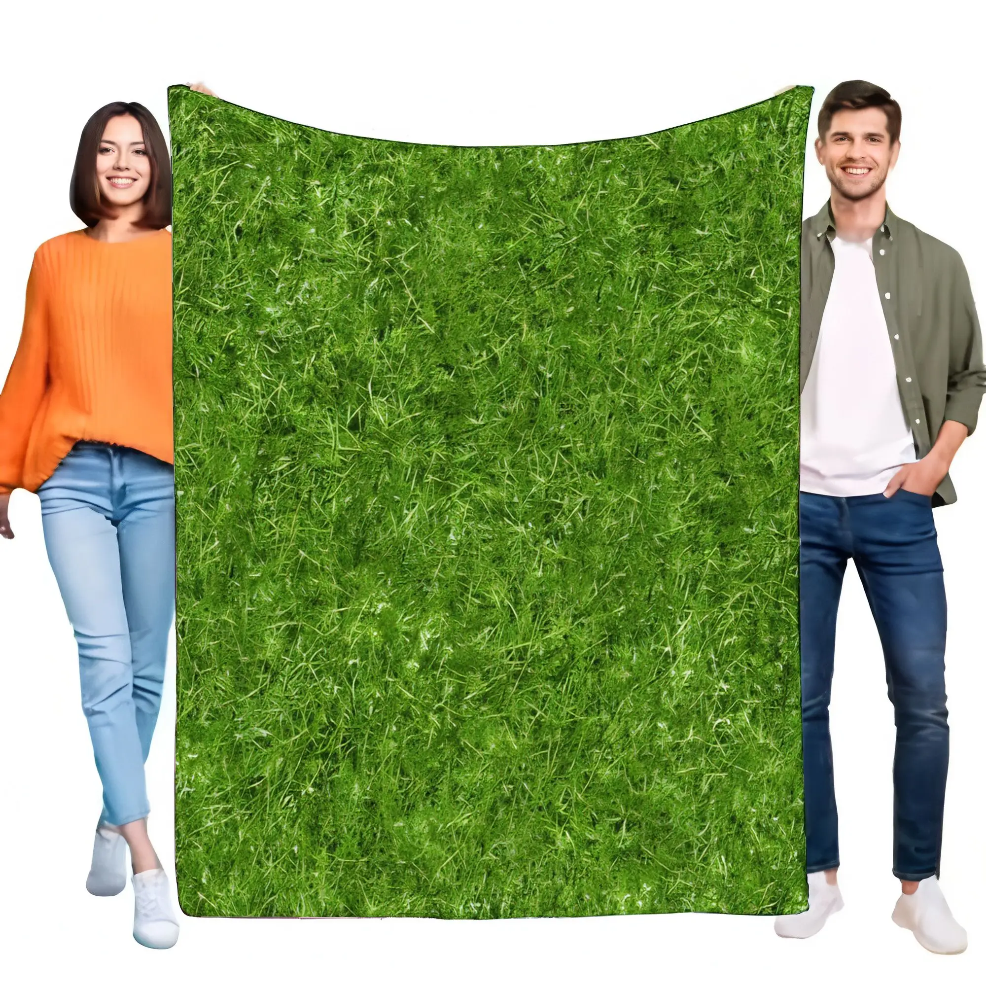 Realistic Green Grass Nature Plant Turf Art Pattern Throw Blanket for Sofa Bed Living Room Home Decor
