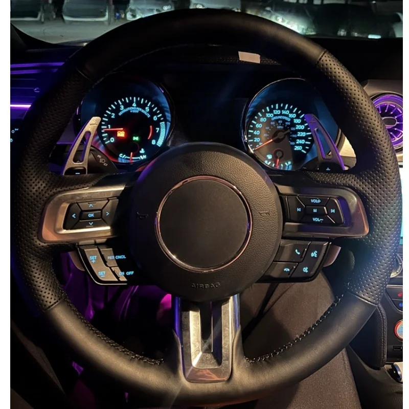 

Braid Car Steering Wheel Cover Wrap Hand Sewing Comfy Microfiber Leather For Ford Mustang 2015-2021 Mustang GT 2015 2016-2021