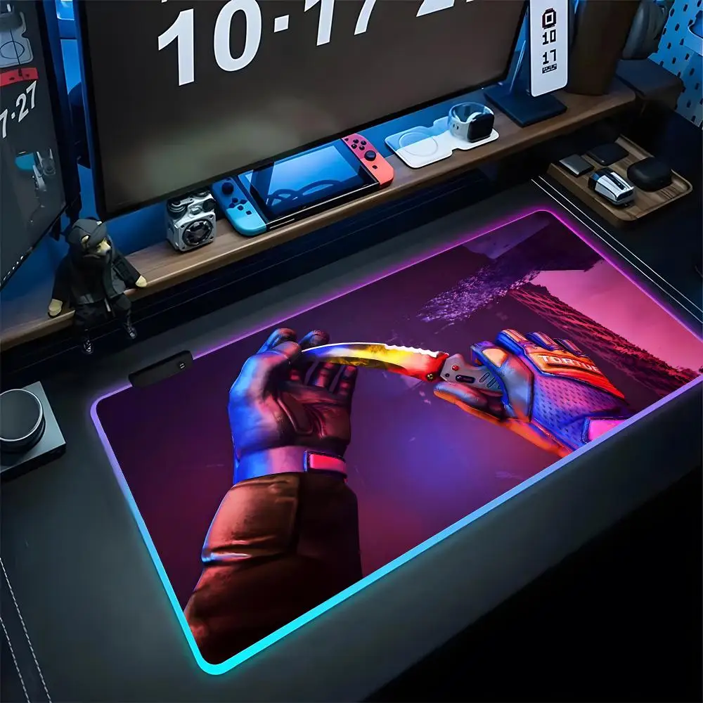 C-Counter Strike 2 CS2 Mouse Pad Gaming Rgb Mousepad Backlit Keyboard Wholesale Gamer Girl Xxl Laptop Mat Table Pads Deskpad