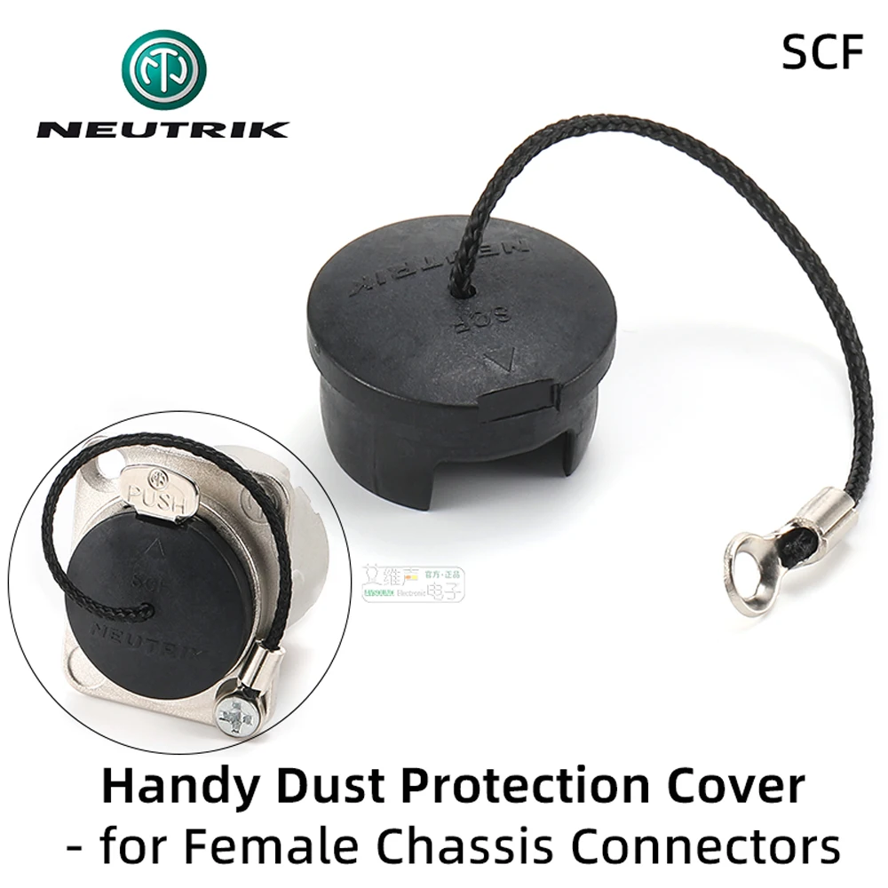 Original Neutrik SCF caps handy dust protection cover for XLR BNC Phono (RCA) etherCON CAT6 female chassis connectors with Rope