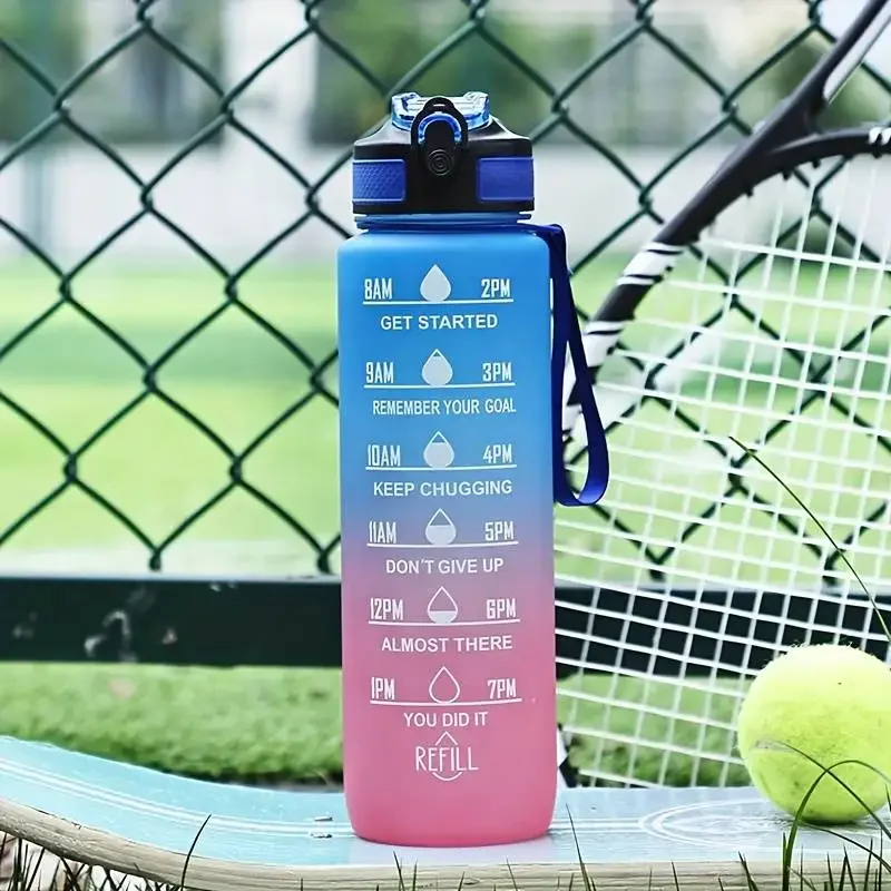 Gradient Color 1000mL Large Capacity Outdoor Sports Plastic Cup, Bouncing Suction Nozzle, Space Cup